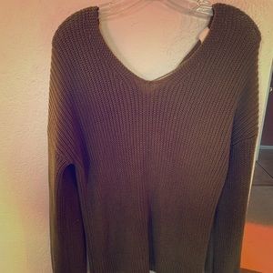 Boho Green Sweater with tie back